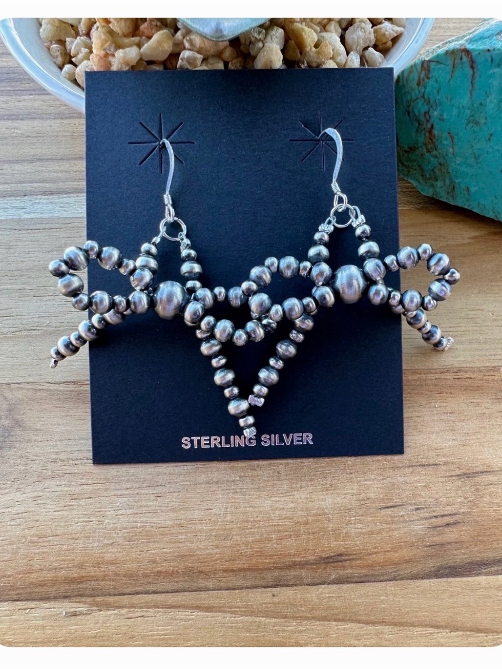 Bow Dangle Earrings - Navajo Style Sterling Silver